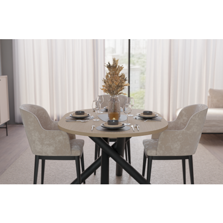 Stół owalny 138 x 100 cm w stylu LOFT nogi regulowane OMEGA dąb lindberg